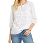 Style & Co Women's Cotton Peasant Blouse White Size Small