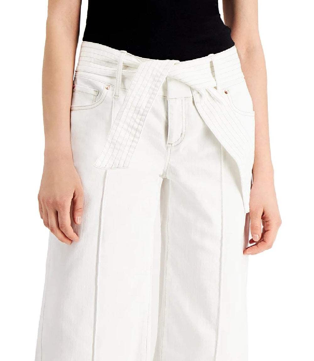 INC International Concepts Women's Tie Waist Culotte Pants White Size 8