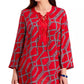 Charter Club Women's Cotton Printed Lace-Up Tunic Red Size X-Large