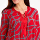 Charter Club Women's Cotton Printed Lace-Up Tunic Red Size X-Large