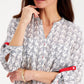 Charter Club Women's Anchor Print Shirt White Size Medium