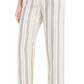 Charter Club Women's Striped Linen Pants Brown Size Large