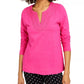 Charter Club Women's Cotton Embroidered Top Pink Size Medium