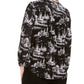 Charter Club Women's Printed Split Neck Top Black Size Medium