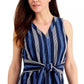 Charter Club Women's Striped Tie Waist Top Blue Size X-Large