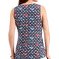 Charter Club Women's Printed Tie Front Sleeveless Top Blue Size Large