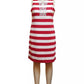 Charter Club Women's Split Neck Ottoman Stripe Dress Red Size X-Large