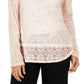Style & Co Women's Lace Henley Top Pink Size Large