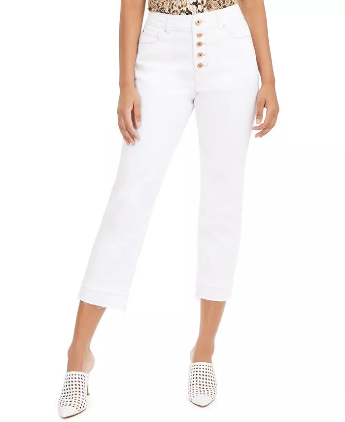 INC International Concepts Women's Curvy Double-Hem Ankle Jeans White Size 12