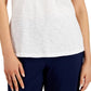 JM Collection Women's Mixed Button Top White Size Medium
