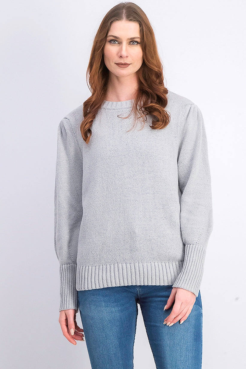 Style & Co Women's Puffy-Sleeve Sweater Gray Size Small
