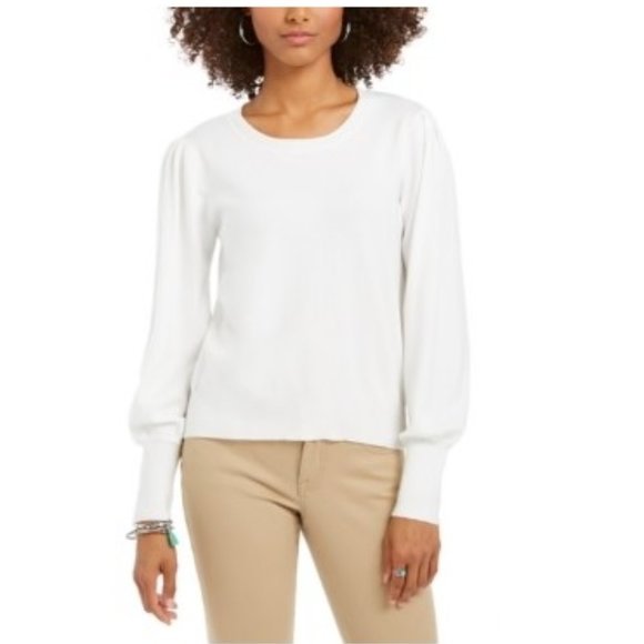 Style & Co Women's Pull-Sleeve Blouson Sweater White Size Medium