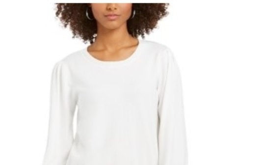 Style & Co Women's Pull-Sleeve Blouson Sweater White Size Medium