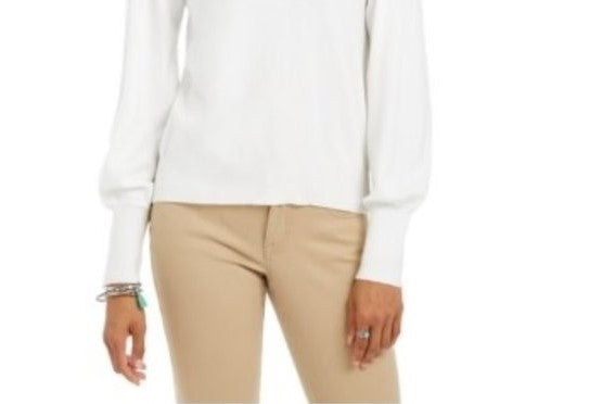 Style & Co Women's Pull-Sleeve Blouson Sweater White Size Medium