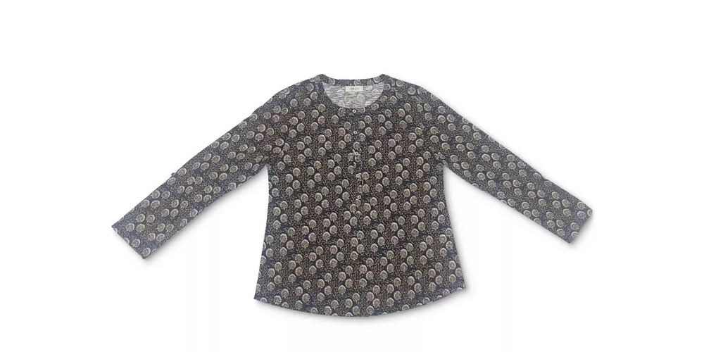 Style & Co Women's Printed Henley Shirt Black Size Medium