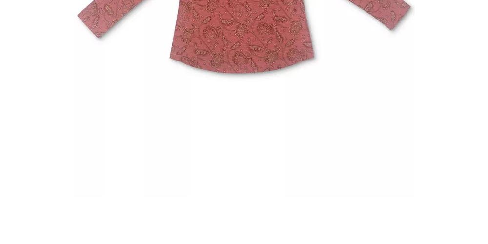 Style & Co Women's Printed Henley Shirt Red Size Large
