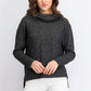 BCX Juniors' Textured Cowlneck Sweater Black Size Medium