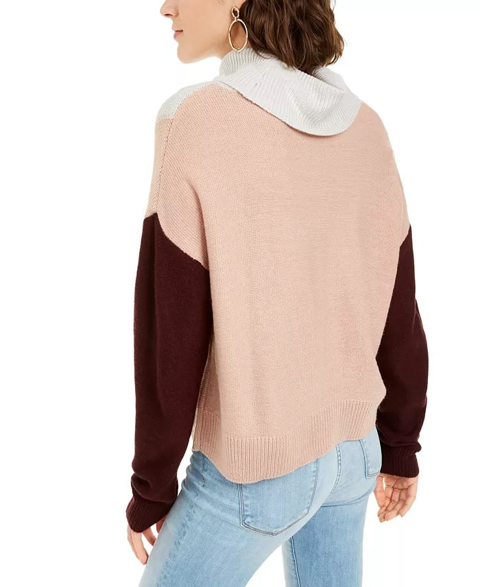 BCX Women's Juniors Colorblocked Knit Sweater White Size Medium