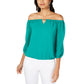 Thalia Sodi Women's Off The Shoulder Keyhole Blouse Green Size Large