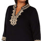 Charter Club Women's Lace-Trim Tunic Top Black Size Large