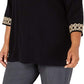 Charter Club Women's Lace-Trim Tunic Top Black Size Large