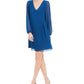 INC International Concepts Women's Bow Back Shift Dress Dark Blue Size X-Small
