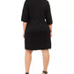 Anne Klein Women's Plus Size Mock-Neck Drawstring-Waist Dress Black Size 2X
