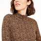 Bar III Women's Animal Print Turtleneck Top Brown Size Small