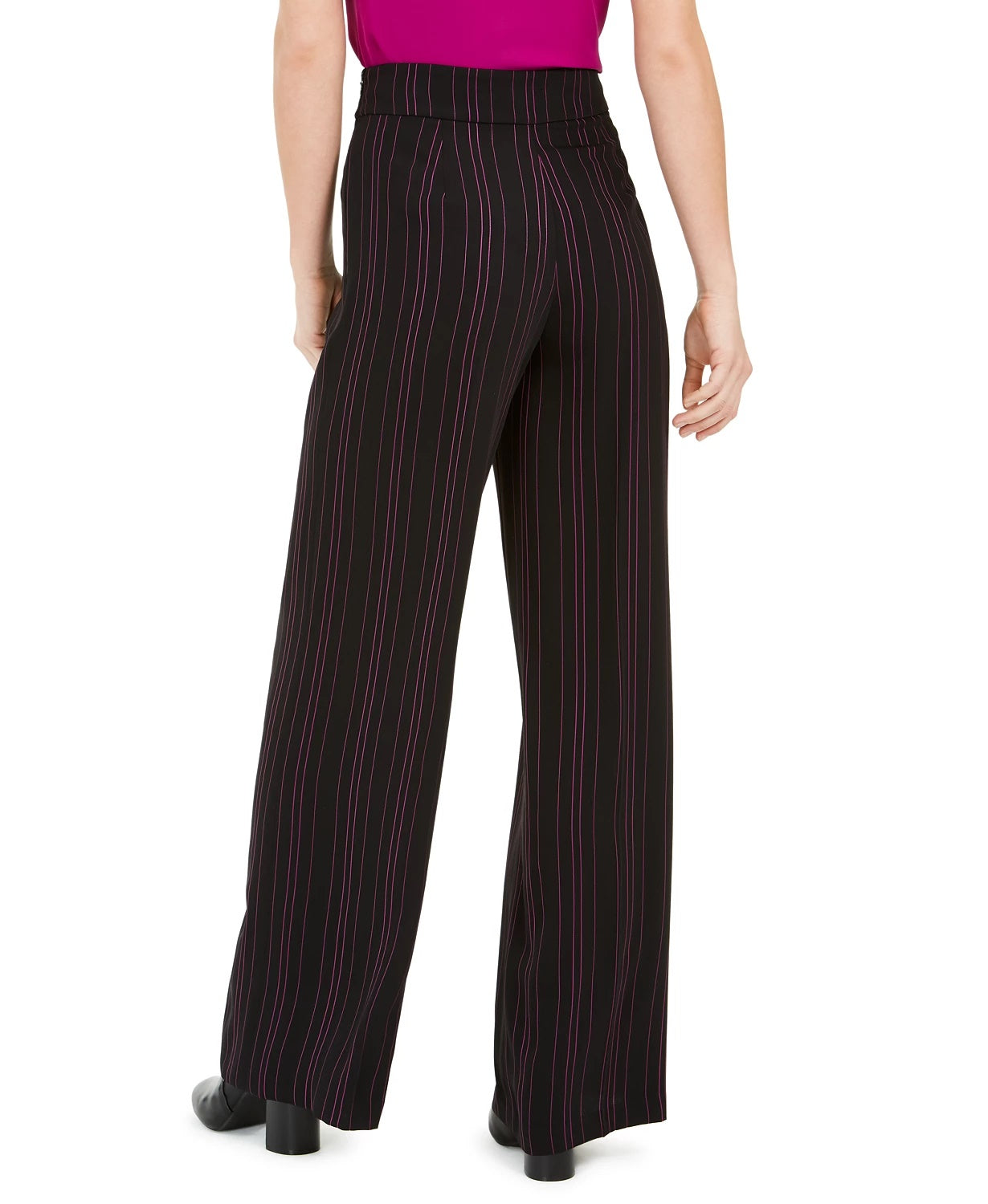 Bar III Women's Striped Wide Leg Pants Black Size 14