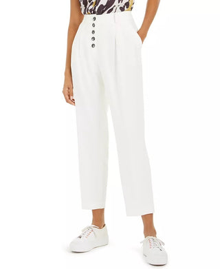 Bar III Women's Button-Front Pleated Pants White Size 14
