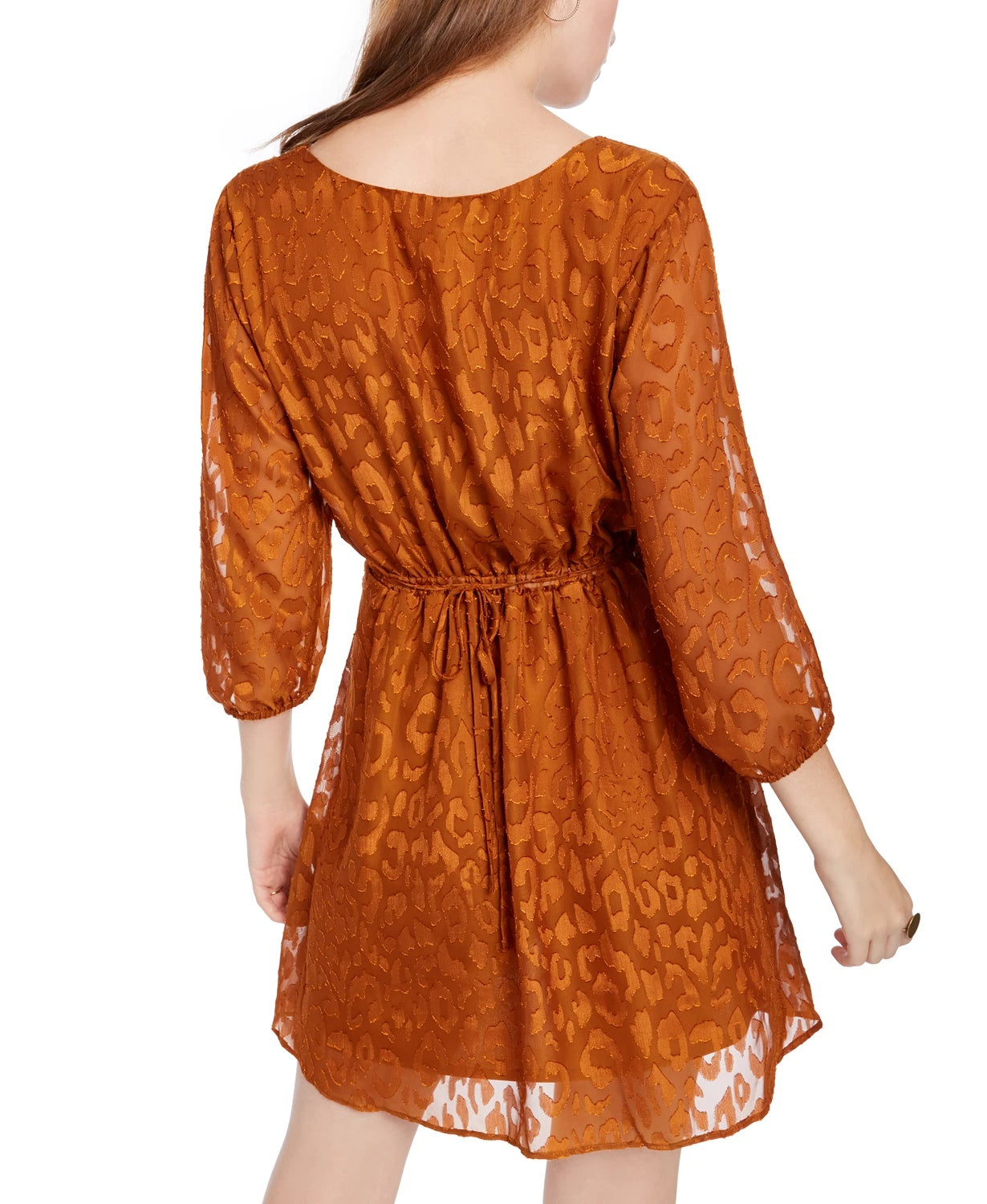 BCX Juniors' Embossed Cheetah Dress Orange Size X-Large