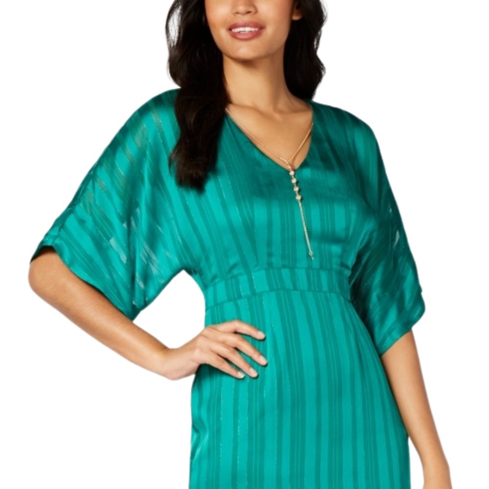 Thalia Sodi Women's Dolman Sleeve Necklace Mini Dress Green Size Small