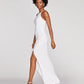 BCX Junior's Rhinestone Faux Wrap Gown White Size X-Large