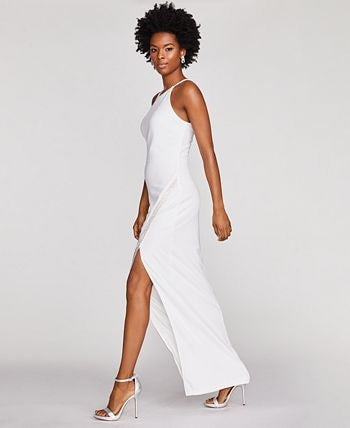 BCX Junior's Rhinestone Faux Wrap Gown White Size X-Large