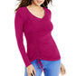 Thalia Sodi Women's Cinch-Front Rhinestone Top Pink Size Medium