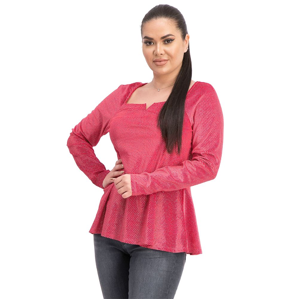 Thalia Sodi Women's Metallic Velvet Peplum Top Bright Red Size Large