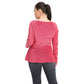 Thalia Sodi Women's Metallic Velvet Peplum Top Bright Red Size Large