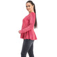 Thalia Sodi Women's Metallic Velvet Peplum Top Bright Red Size Large
