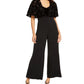 Thalia Sodi Women's Lace Mesh Surplice Jumpsuit Black Size X-Large