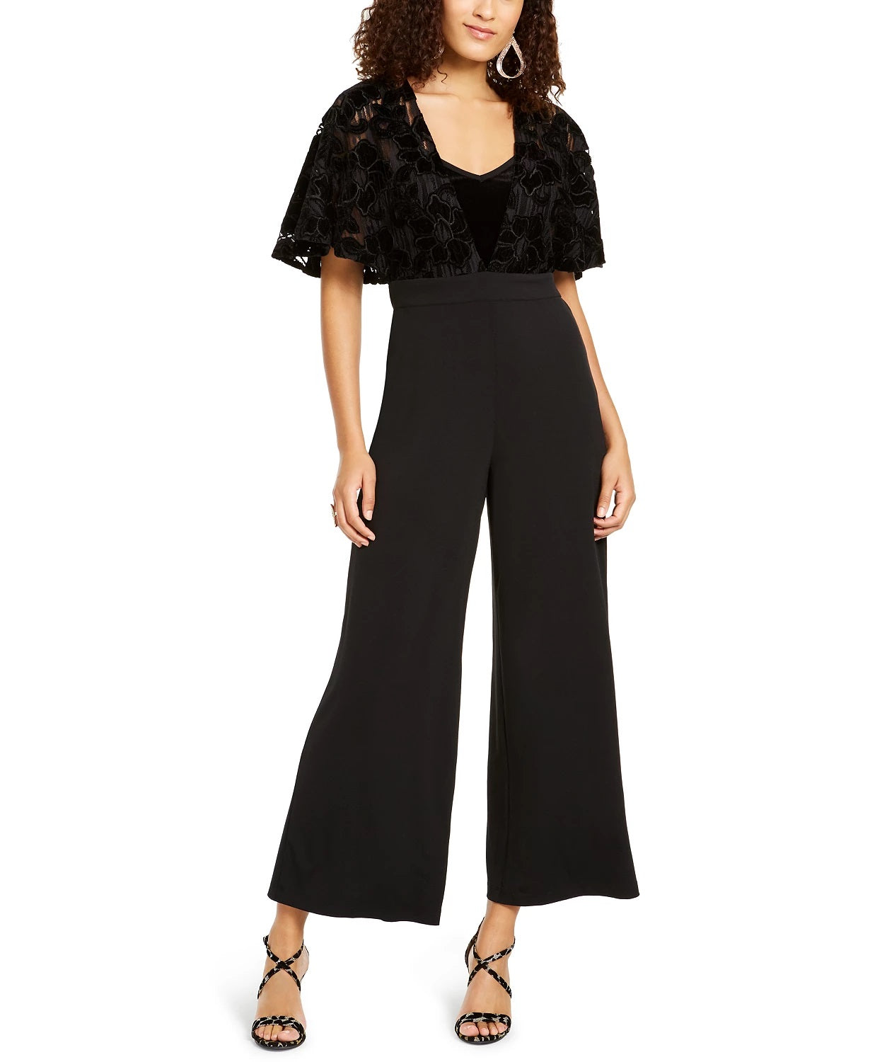 Thalia Sodi Women's Lace Mesh Surplice Jumpsuit Black Size X-Large