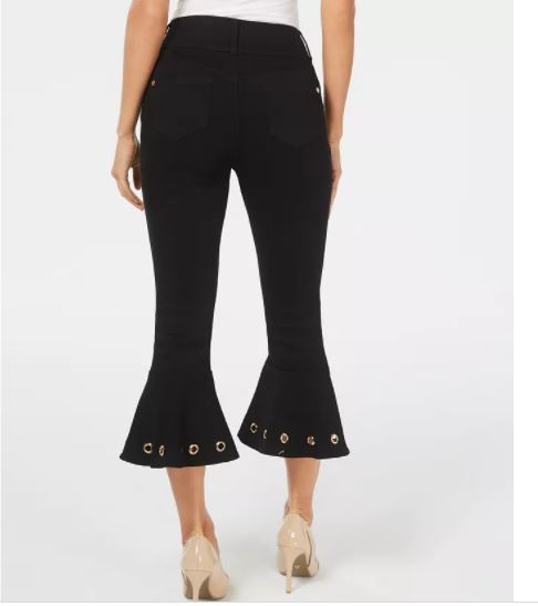 Thalia Sodi Women's Cropped Embellished Jeans Black Size 10