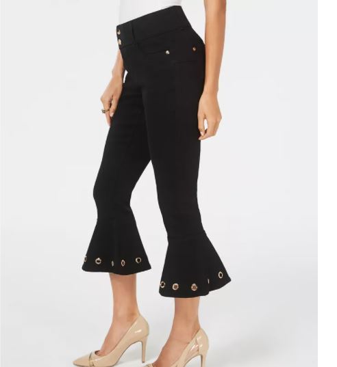 Thalia Sodi Women's Cropped Embellished Jeans Black Size 10