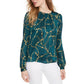 Leyden Women's Green, gold chain printed blouse Size Medium