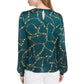 Leyden Women's Green, gold chain printed blouse Size Medium