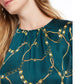 Leyden Women's Green, gold chain printed blouse Size Medium