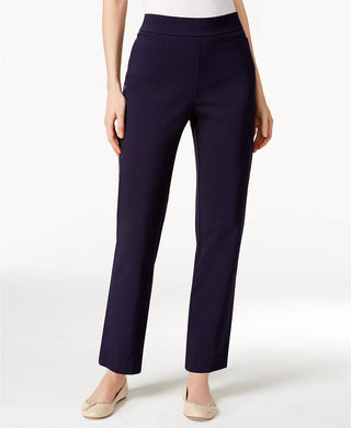 Alfred Dunner Women's Classics Allure Pull On Slim Leg Pants Navy