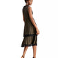 Taylor Women's Lace-Trim Metallic Tiered Dress Black Size 6