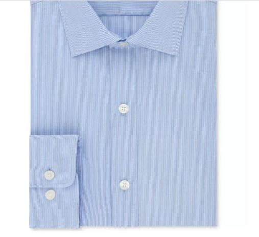 Tommy Hilfiger Men's Athletic Fit Performance Stretch Th Flex Collar Fineline Stripe Dress Shirt Bright Blue Size 15.5X34X35