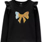 Carter's Toddler Girls Sequin Bow Top Black Size 4T SLIM