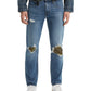Levi's Men's 502 Tapered Fit Ripped With Camo Print Repair Jeans Medium Blue Size 34X32
